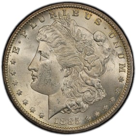1885-CC Morgan Silver Dollar MS63 Rainbow Halo