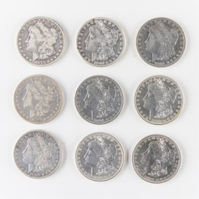 9 Morgan Silver Dollars