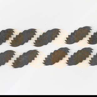 8 U.S. Coronet Head Large 1c Coins: Group of eight U.S. Coronet Head large one cent coins. Including: one 1839 (head of 1838), one 1817 (13 star), one 1825, one 1828 (large, narrow date), one 1826, one 1829 (large letters), one 1830 (la
