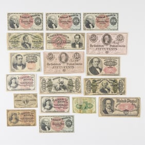 18 19th c. U.S. & Confederate Fractional Currency