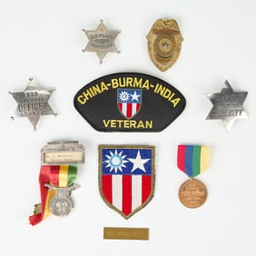 9 Vintage Badges & Militaria