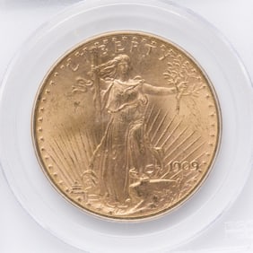 1909-S $20 Gold Saint-Gaudens Coin PCGS MS64