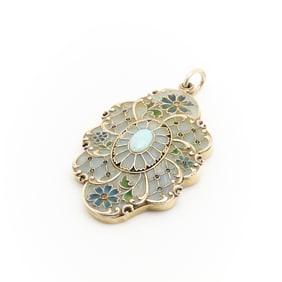 Afanasiev (Faberge Workmaster) Gilt Enamel Pendant