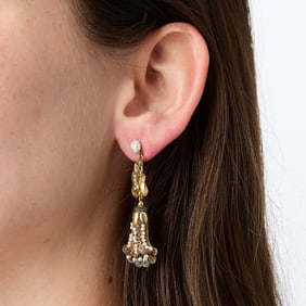Antique Cannetile & Pearl Earrings
