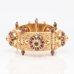 Victorian 14k Gold & Garnet Bracelet