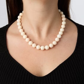 14k Yellow Gold & Angel Skin Coral Strand
