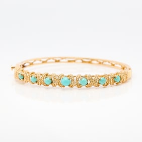14k Yellow Gold & Turquoise Bracelet