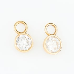 14k Yellow Gold & Diamond Hooplets
