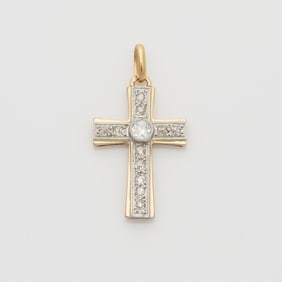 14k Gold & Diamond Cross Pendant