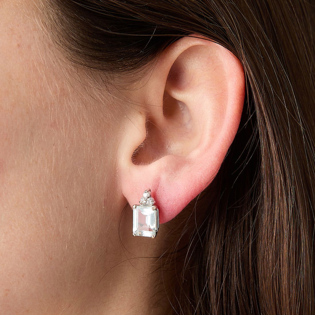 14k White Gold Aquamarine & Diamond Studs (1 of 3)