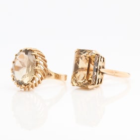 2 Gold & Quartz Rings