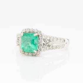 18k GIA Colombian Emerald Ring