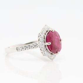 Platinum & Burmese Ruby Ring