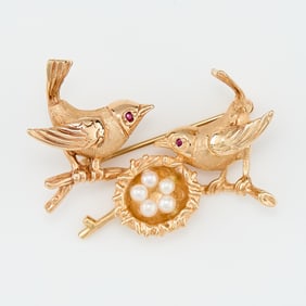 14k Yellow Gold Bird Brooch
