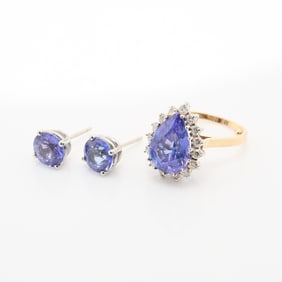 14k Gold & Tanzanite Ring & Earrings