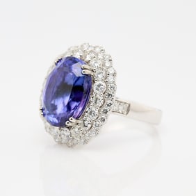 Platinum Tanzanite & Diamond Ring