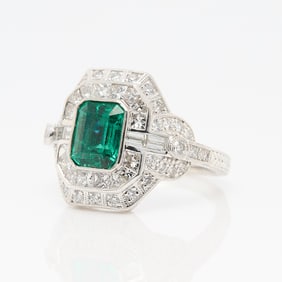 Oscar Friedman Platinum & Emerald Ring