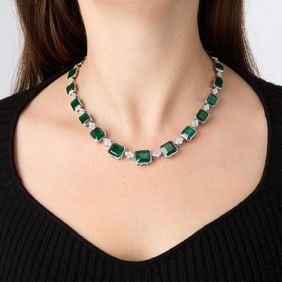 Oscar Friedman Emerald & Diamond Necklace