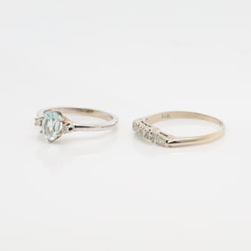 2 14k White Gold & Diamond Rings
