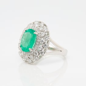 Oscar Friedman Platinum & Emerald Ring