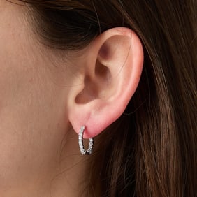 18k White Gold Diamond Hoops - 0.70 Ctw