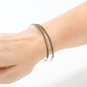 2 18k White Gold & Diamond Bangles