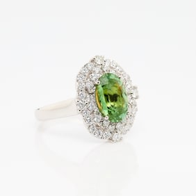 Platinum Paraiba & Diamond Ring