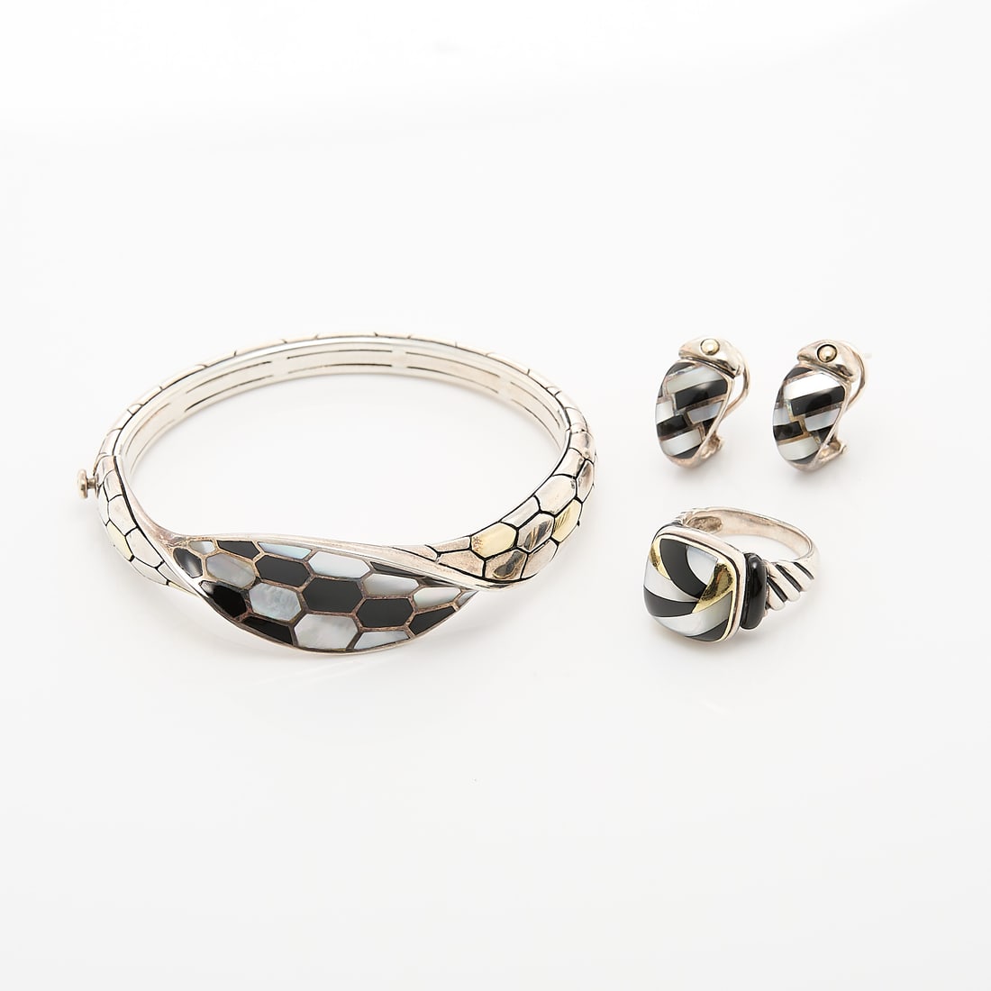 Hermes Pair Of Sterling Silver Lima Bangle Bracelets