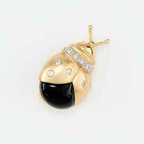 14k Gold & Diamond Lady Bug Brooch