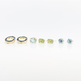 3 Pairs Gold Earrings