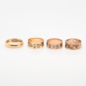 Four Gold & Plated Rings