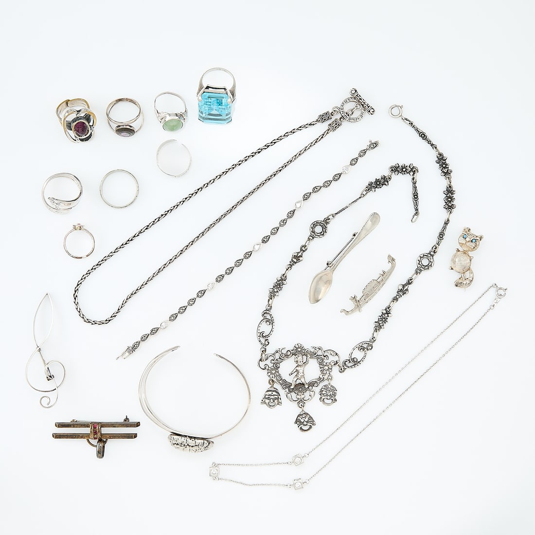 17 Pcs Sterling & Costume Jewelry (1 of 1)