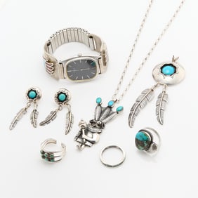 Group Southwestern Navajo Silver Jewelry