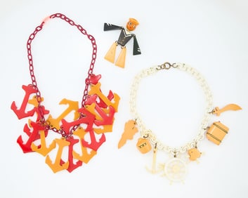3 Pieces Nautical Bakelite Jewelry