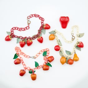 4 Pieces Bakelite Fruit Jewelry