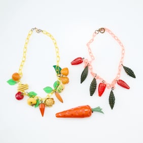 3 Pieces Bakelite Vegetable Jewelry