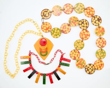 3 Bakelite Gum Drop & Other Necklaces