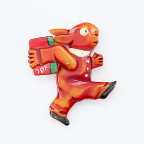 Articulated Bakelite ABC Rabbit Brooch