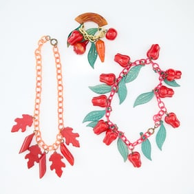 3 Pieces Bakelite Vegetable Jewelry