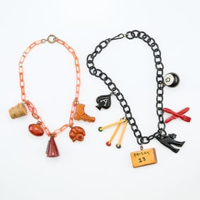 2 Martha Sleeper Bakelite Charm Necklaces