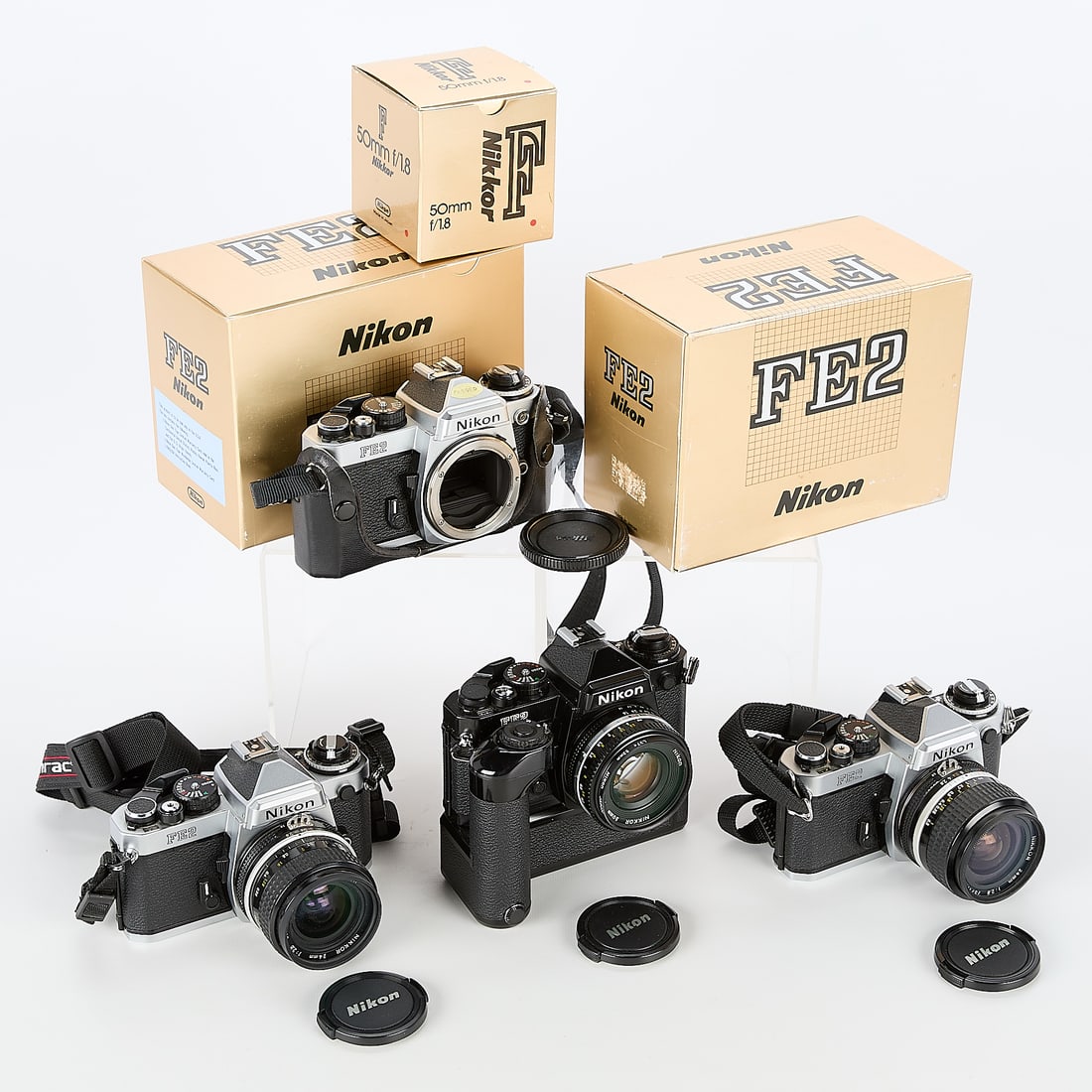 4 Nikon FE2 Cameras w/ 3 Nikkor Lenses (1 of 5)