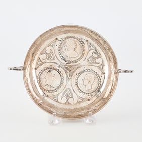 Spanish Colonial Coin Alpaca Silver Dish