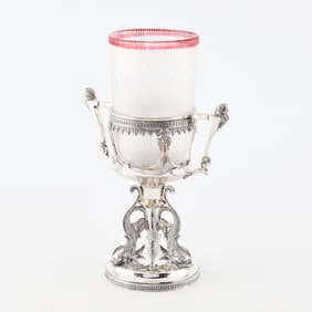 Victorian Silverplate & Glass Pickle Dish