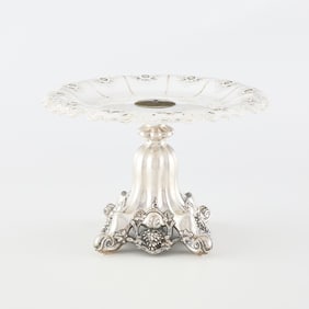 Silver & Cut Overlay Glass Tazza