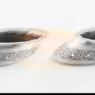 Tiffany Studios Silver Plated Abalone Planter: Louis Comfort Tiffany, Tiffany Studios, New York. Silver plated abalone planter. Comprised of inner liner with two loop pulls and silver plated exterior with a textured finish and a band of Art Nouvea