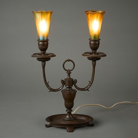 Tiffany Bronze 2-Light Table Lamp Model 674