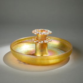 Tiffany Favrile Glass Bowl & Flower Frog Md. 2983N