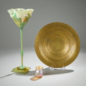 3 Pcs Tiffany - Floriform, Bud Vase, Card Tray