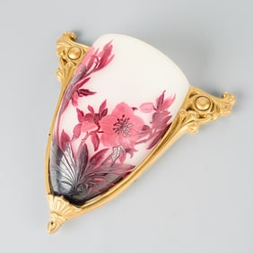 Emile Galle French Floral Glass Wall Sconce Lamp