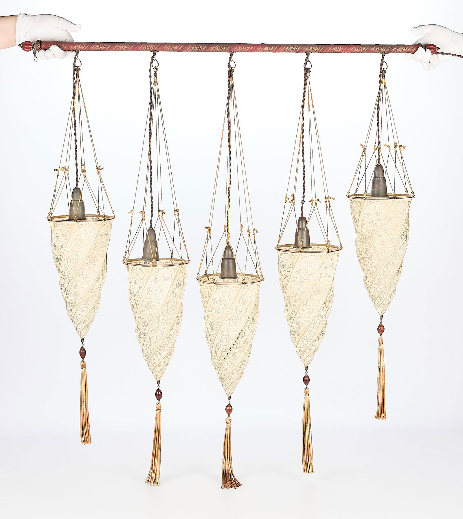 5 Fortuny Silk Cesendello Lamp Shades on Rod (1 of 6)